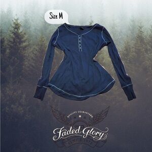 Faded Glory Size M Navy Blue Long Sleeve